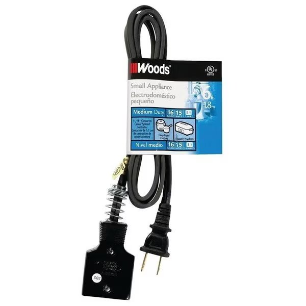 0 Extension Cord, 6 ft L, 15 A, 125 V, Black, Cci, Mfr#: 290